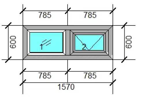 Combination Window – Fixed + Awning 600mm (W) x 1570mm (H) Black